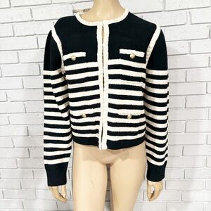 J.Crew Odette Sweater Lady‎ Jacket in Striped Bouclé